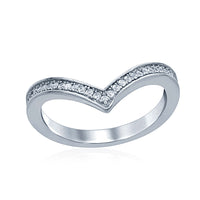Sterling Silver Cubic Zirconia V Shaped Ring - W-1655 ,