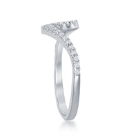 Sterling Silver Cubic Zirconia Wave Design Ring - W-1885 ,