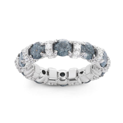 Sterling Silver CZ and Dark Gray Ice Eternity Ring - W-1487 ,