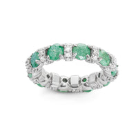 Sterling Silver CZ and Green Ice Eternity Ring - W-1486 ,