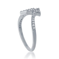 Sterling Silver CZ Double Arrow Ring - W-1373 ,