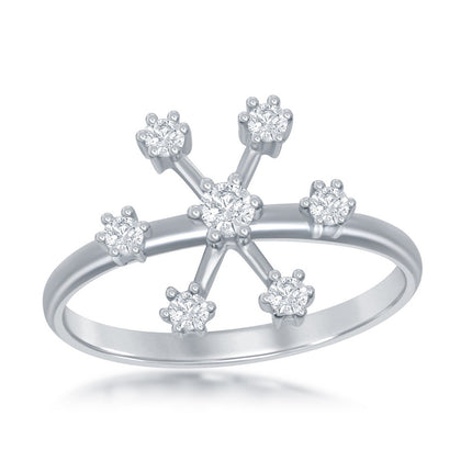 Sterling Silver CZ Snowflake Ring - W-1801 ,