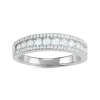 Sterling Silver CZ Triple Row Ring - W-1614 ,