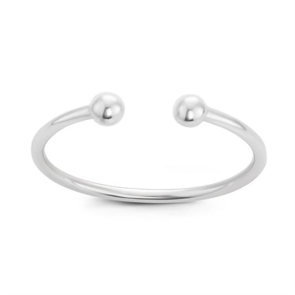 Sterling Silver Double Bead Open Ring - W-1544 ,
