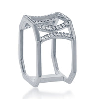 Sterling Silver Double Open CZ Octangle Ring - W-1376 ,