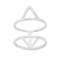 Sterling Silver Double Row Open Triangles Wide Ring - W-1545 ,