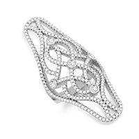 Sterling Silver Extra Long Fancy CZ Ring - W-1224 ,