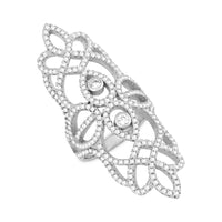 Sterling Silver Extra Long Fancy CZ Ring - W-1226 ,