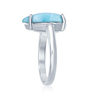 Sterling Silver Four-Prong Teardrop Larimar Ring, Size 9 ,