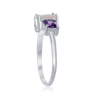 Sterling Silver Four-Prong Triple Square Ring - W-1855 ,