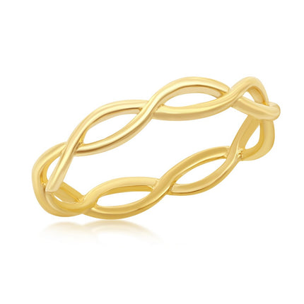 Sterling Silver Gold-Plated Intertwined Ring - W-1875 ,