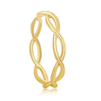 Sterling Silver Gold-Plated Intertwined Ring - W-1875 ,