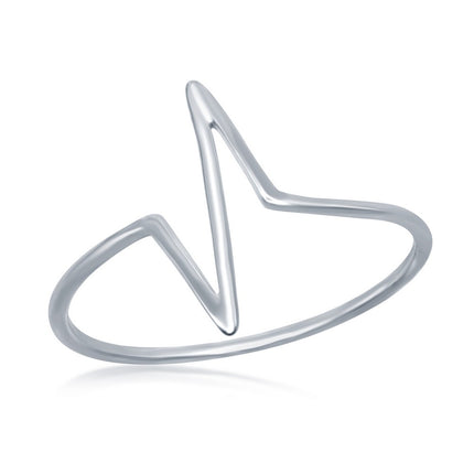 Sterling Silver Heartbeat Ring - W-1338 ,