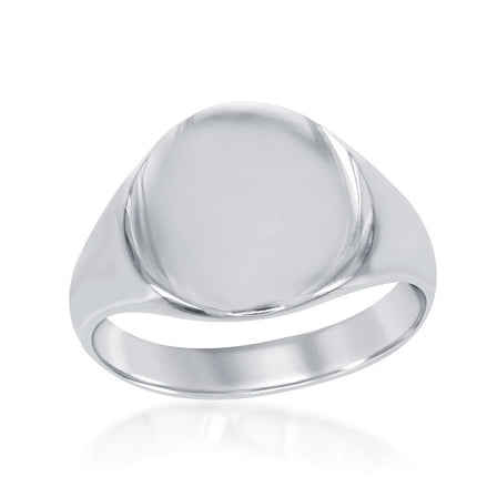 Sterling Silver Large Shiny Oval Ring - W-1651 ,