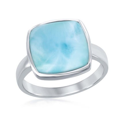 Sterling Silver Larimar Square Ring, Size 9 ,