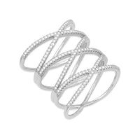 Sterling Silver Lightweight Triple CZ Cross Ring - W-1229 ,