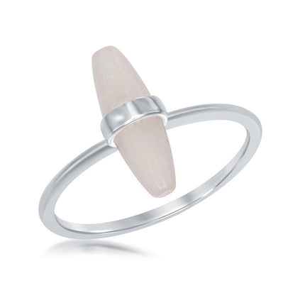Sterling Silver Marquise Rose Quartz Ring - W-1796 ,
