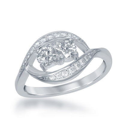 Sterling Silver Marquise Shaped Us2gether CZ Ring - W-1712 ,