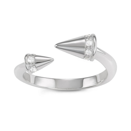 Sterling Silver Open Double Spike Ring - W-1625 ,