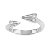 Sterling Silver Open Double Spike Ring - W-1625 ,