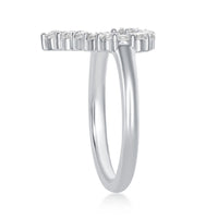 Sterling Silver Open Heart Cubic Zirconia Ring - W-1927 ,