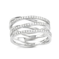 Sterling Silver Open Triple Row CZ Ring - W-1628 ,