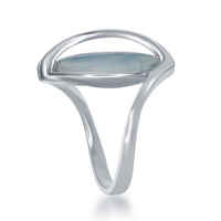 Sterling Silver Oval Larimar Twisted Ring, Size 9 ,