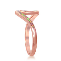 Sterling Silver Pink Inlay Opal Wave Design Ring - W-1889 ,