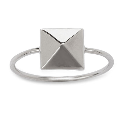 Sterling Silver Pyramid Style Square Ring - W-1334 ,