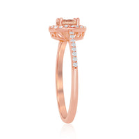 Sterling Silver Rose GP 5mm Morganite CZ Ring - W-1937 ,