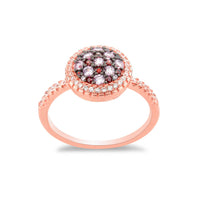 Sterling Silver Rose GP Round Pink Micro Pave Ring - W-1277 ,