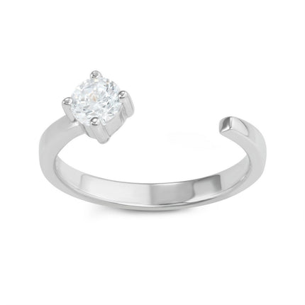Sterling Silver Round CZ Open Ring - W-1613 ,