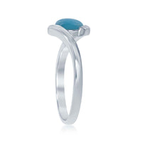Sterling Silver Round Larimar in Swirl Design Ring, Size 9 ,