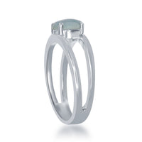 Sterling Silver Round Pronged Larimar Ring, Size 9 ,