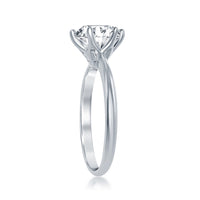 Sterling Silver Six-Prong Solitaire CZ Ring - W-1960 ,