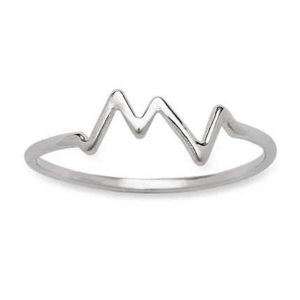 Sterling Silver Small Heartbeat Ring - W-1333 ,