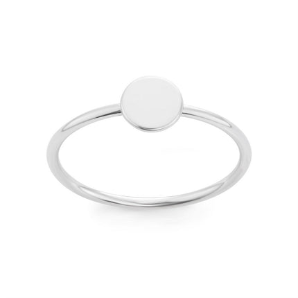 Sterling Silver Small Shiny Disc Ring - W-1537 ,
