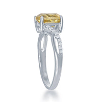 Sterling Silver Small Square Citrine Ring - W-1679 ,