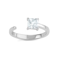 Sterling Silver Square CZ Open Ring - W-1612 ,