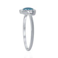 Sterling Silver Square Turquoise with CZ Ring - W-1595 ,