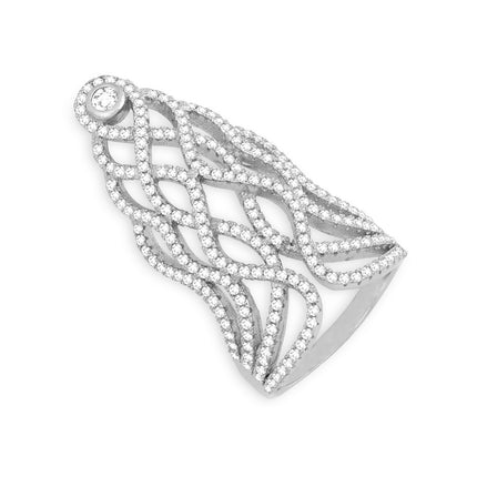 Sterling Silver Tall Crown Style CZ Ring - W-1227 ,