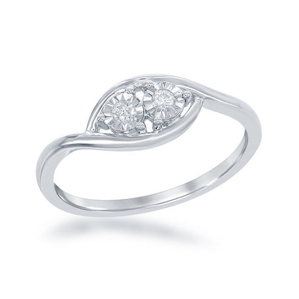 Sterling Silver Triangle Diamond Ring - DIW-1684 ,