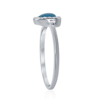 Sterling Silver Triangle Turquoise with CZ Border Ring - W-1598 ,