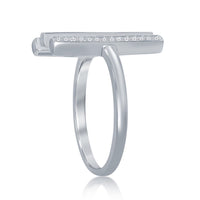 Sterling Silver Triple Vertical CZ Bars Ring - W-1289 ,