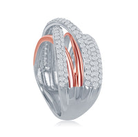 Sterling Silver TT Double X Design Micro Pave Ring - W-1868 ,