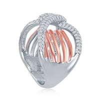 Sterling Silver TT Overlapping Wavy Bars Design Ring - W-1867 ,