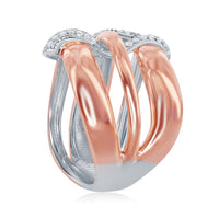 Sterling Silver TT Triple Wave Design CZ Ring - W-1869 ,