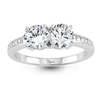 Sterling Silver Us2gether 6mm Two-Stone Round CZ Ring - W-1665 ,