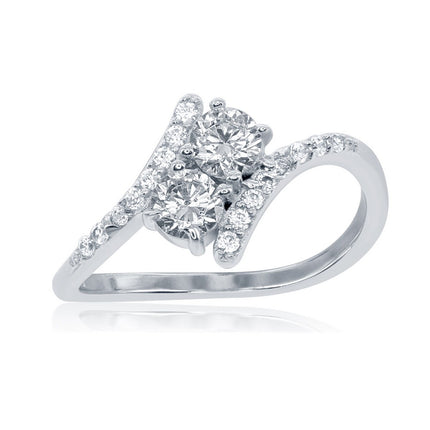 Sterling Silver Us2gether CZ with Thin CZ Sides Ring - W-1709 ,