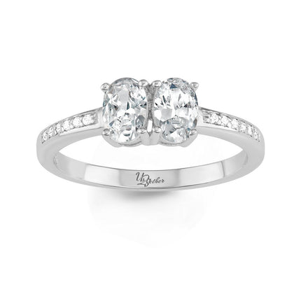 Sterling Silver Us2gether Oval Two-Stone CZ Ring - W-1660 ,